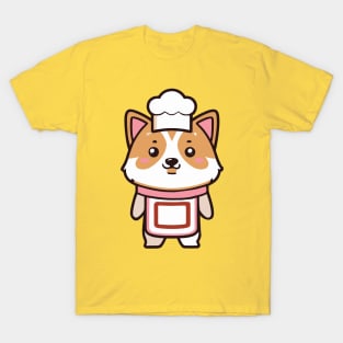 cute corgi kawaii funny chef T-Shirt